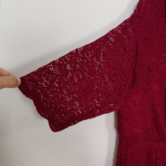 Torrid Women's Midi Dress Size 26 Red Lace Lined Party Prom Dinner Summer Date - Picture 4 of 13